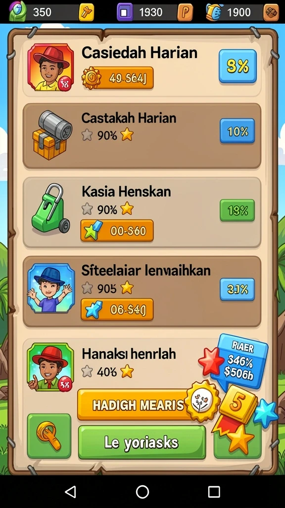 Tangkapan layar menunjukkan antarmuka pengguna dengan berbagai item yang tersedia.