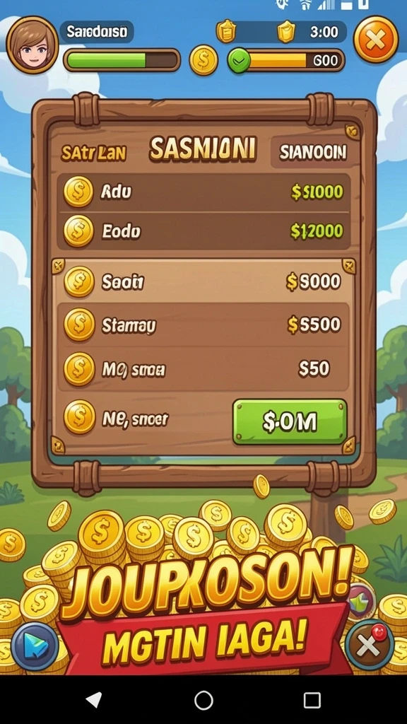 Tampilan awal game yang menarik dan mudah dinavigasi.