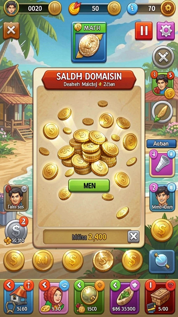 Tampilan awal permainan NANASTOTO yang penuh warna.