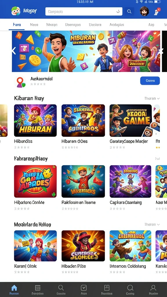 Tampilan awal permainan dengan berbagai karakter tersedia.