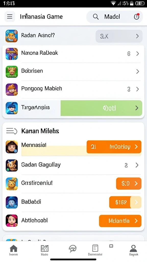 Tampilan utama permainan dengan berbagai pilihan level.